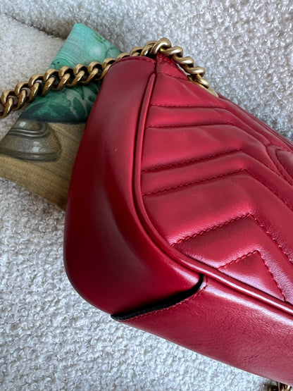 Gucci GG Hibiscus Red Marmont Mini Shoulder Bag (RRP £1,890)