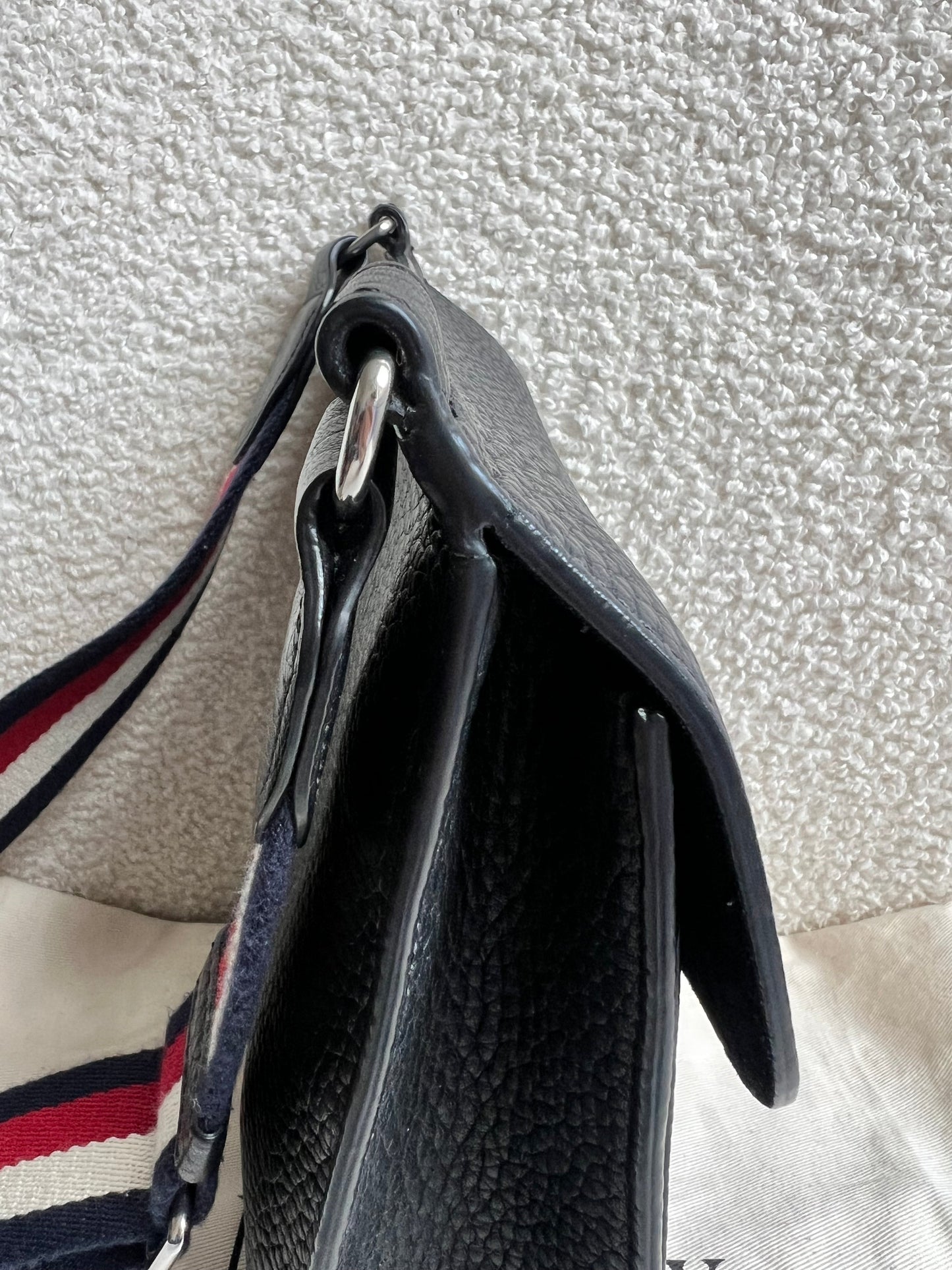 Mulberry Small Black Antony with striped strap