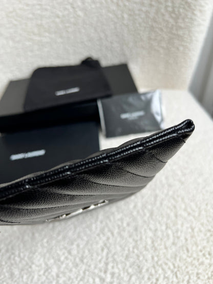 Yves Saint Laurent (YSL) Black Cassandra Zip Pouch (RRP £365)
