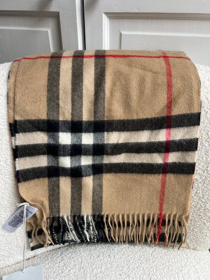 Burberry Classic Check Archive Beige Cashmere Scarf (RRP £435)