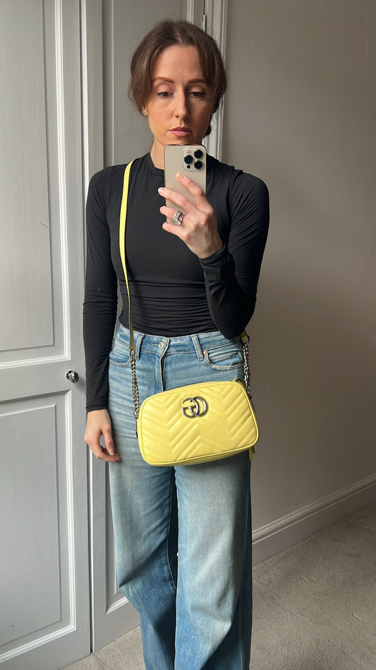 Gucci GG Pale Yellow Marmont Small Shoulder Bag (RRP £1440)
