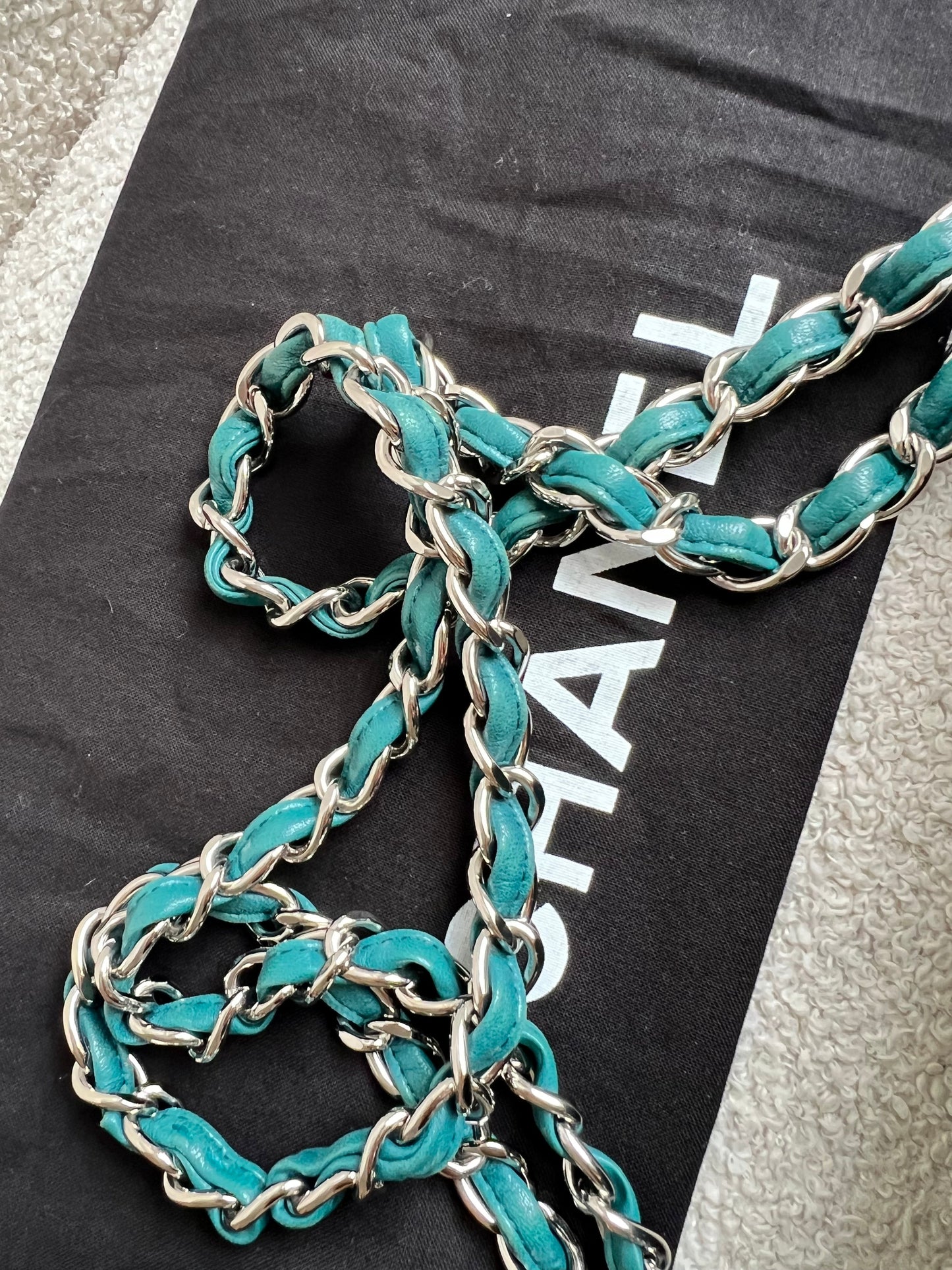 Chanel Maxi Single Flap in Teal Lambskin Silver Hardware