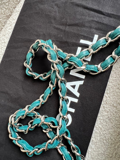 Chanel Maxi Single Flap in Teal Lambskin Silver Hardware