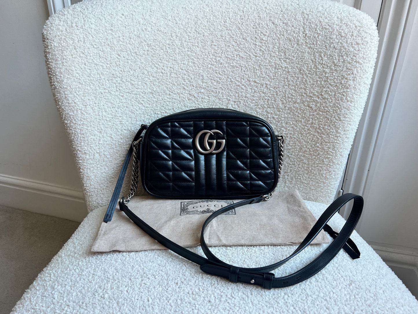 Gucci Aria GG Black Marmont Small Shoulder Bag (RRP £1440)