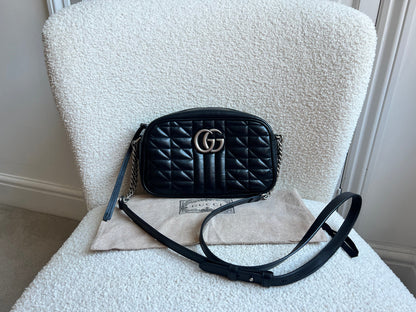 Gucci Aria GG Black Marmont Small Shoulder Bag (RRP £1440)