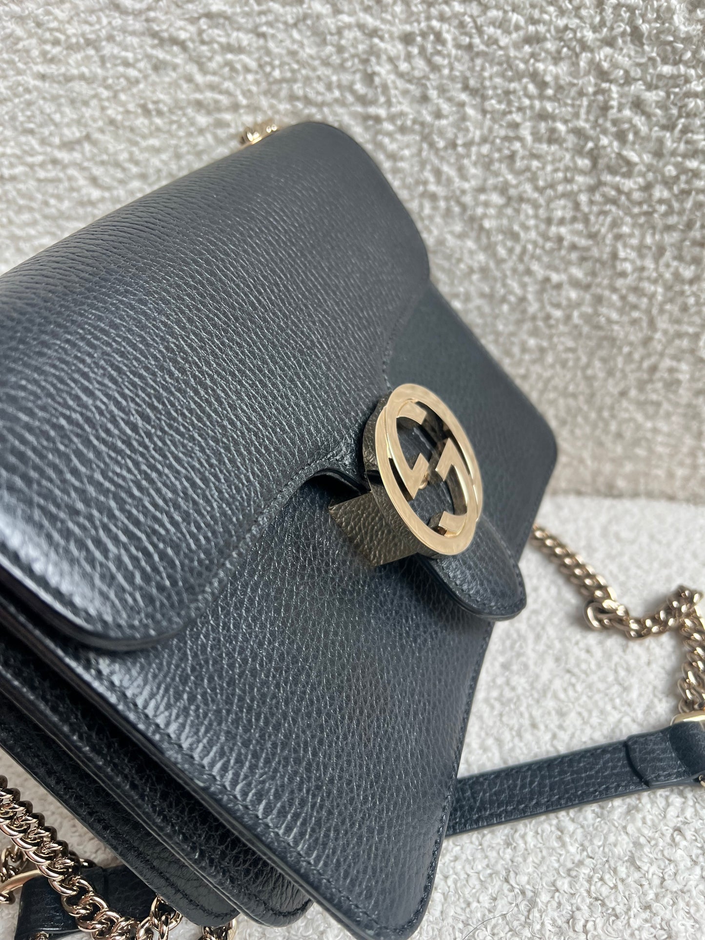 Gucci Interlocking GG Black Small Shoulder Bag