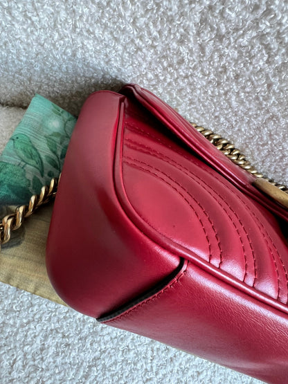 Gucci GG Hibiscus Red Marmont Mini Shoulder Bag (RRP £1,890)