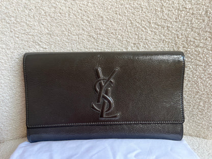 Yves Saint Laurent (YSL) Grey Patent Belle de Jour Clutch