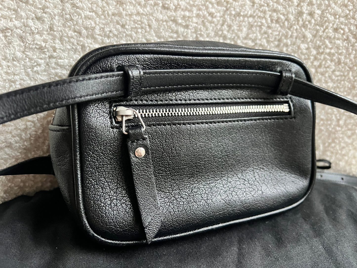 Yves Saint Laurent (YSL) Black Studded Lou Belt Bag