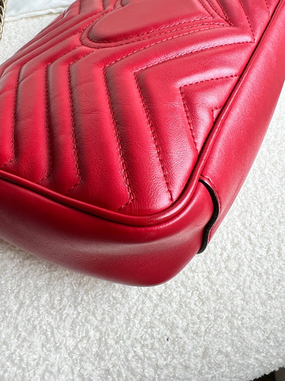 Gucci GG Hibiscus Red Marmont Small Shoulder Bag (RRP £2,070)