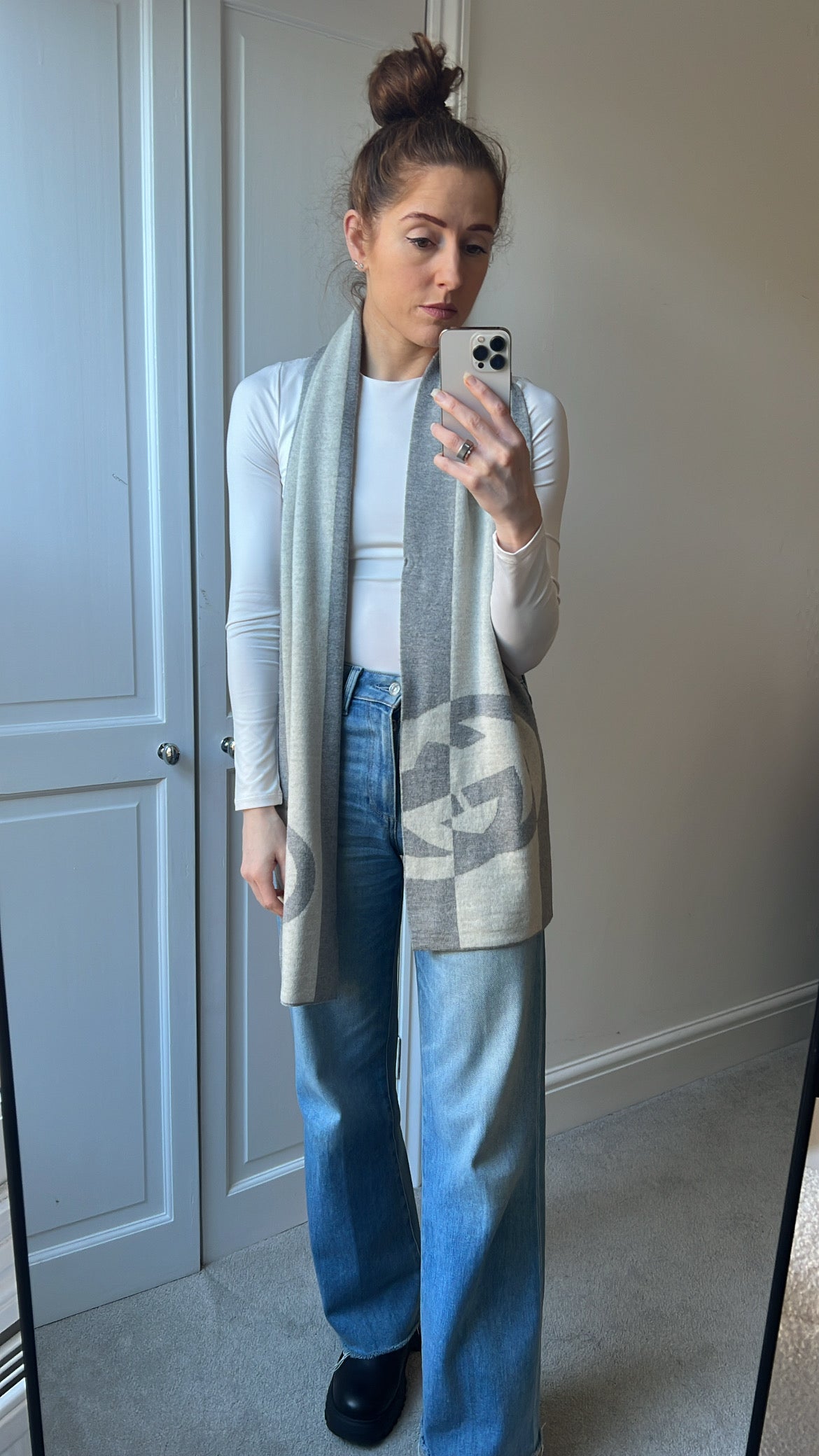 Gucci Grey GG Wool Scarf