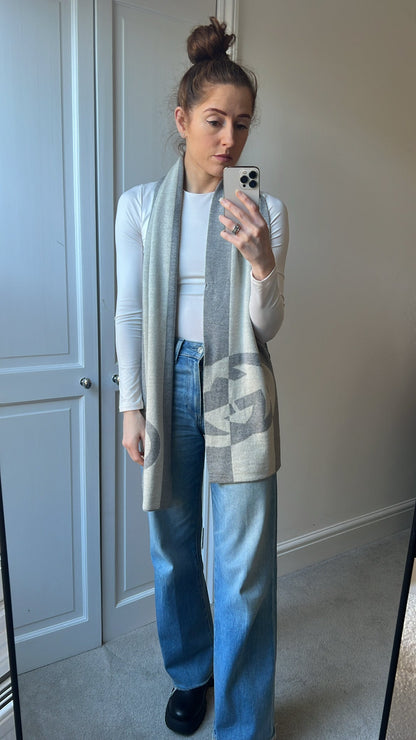 Gucci Grey GG Wool Scarf