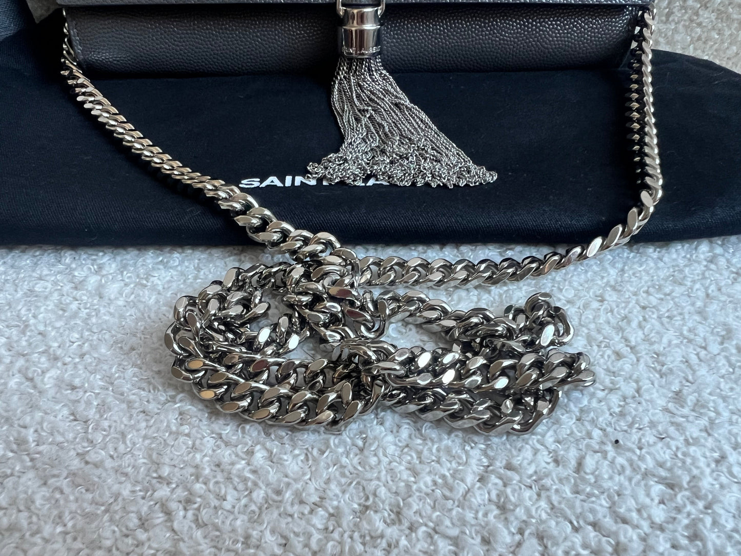 Yves Saint Laurent (YSL) Light Grey Small Kate Tassel (RRP £1,550)