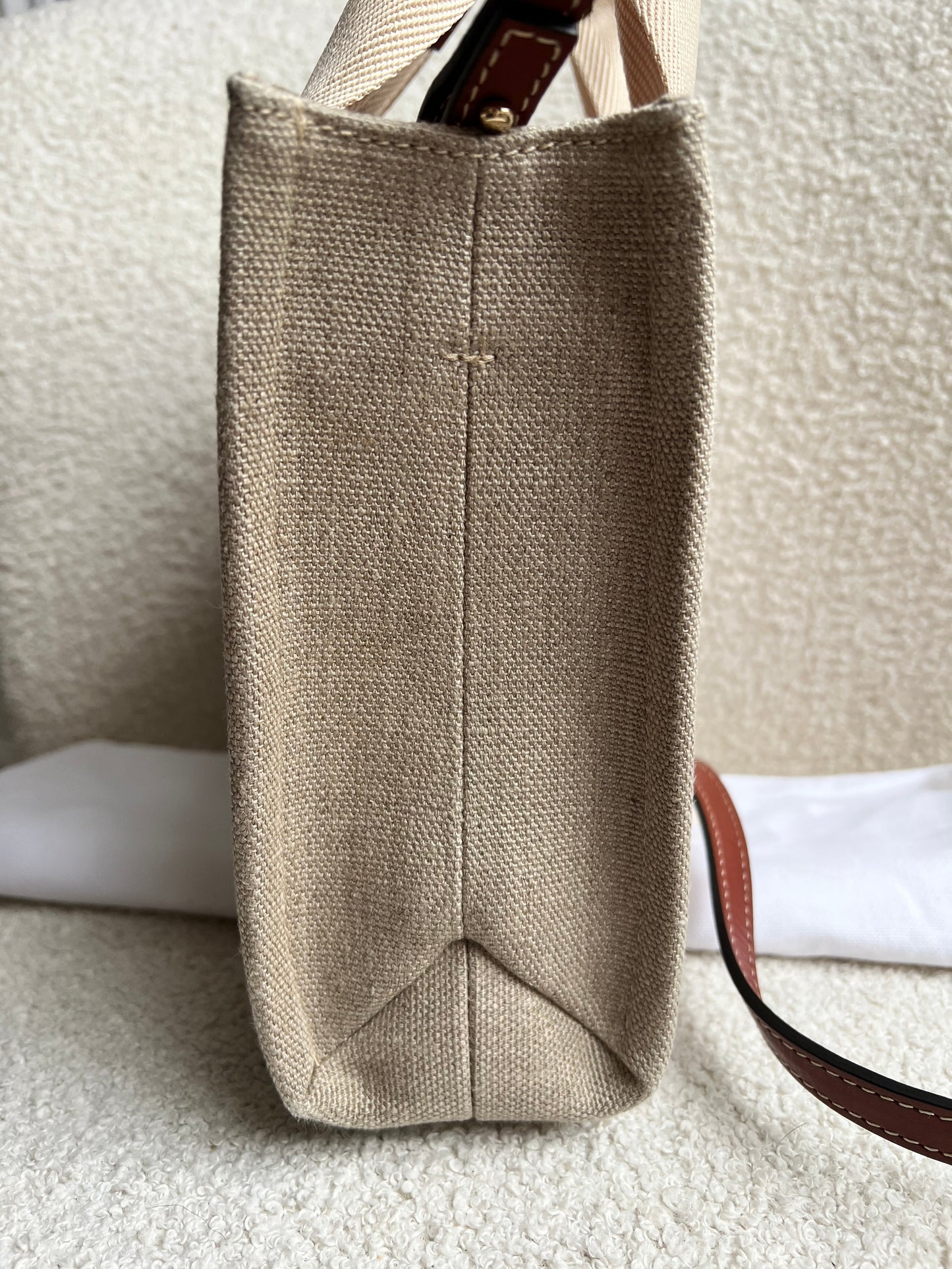 Chloe Small Soft Tan Linen Woody Tote Bag (£890)