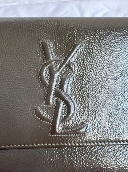 Yves Saint Laurent (YSL) Grey Patent Belle de Jour Clutch