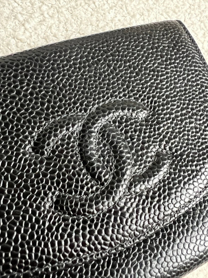 Chanel Black Caviar Timeless Small French Bifold Wallet