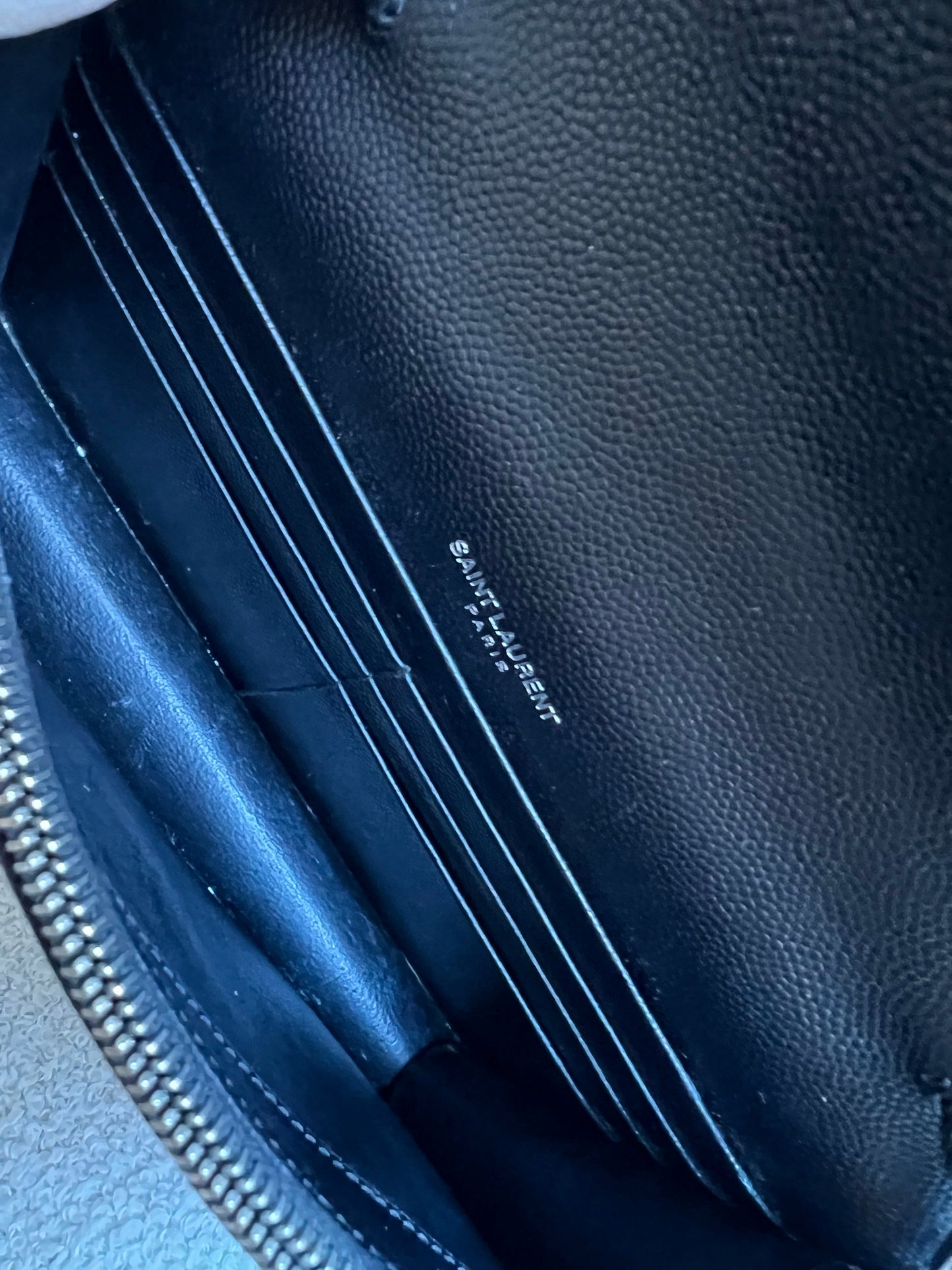 Yves Saint Laurent (YSL) Black Cassandra Envelope Chain Wallet (RRP £870)