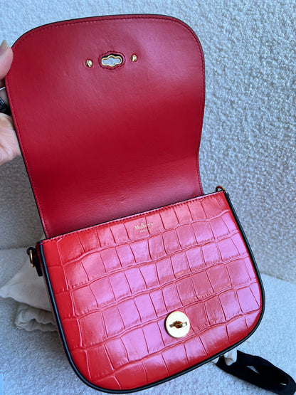 Mulberry Red Croc Small Darley Satchel  (RRP £599)