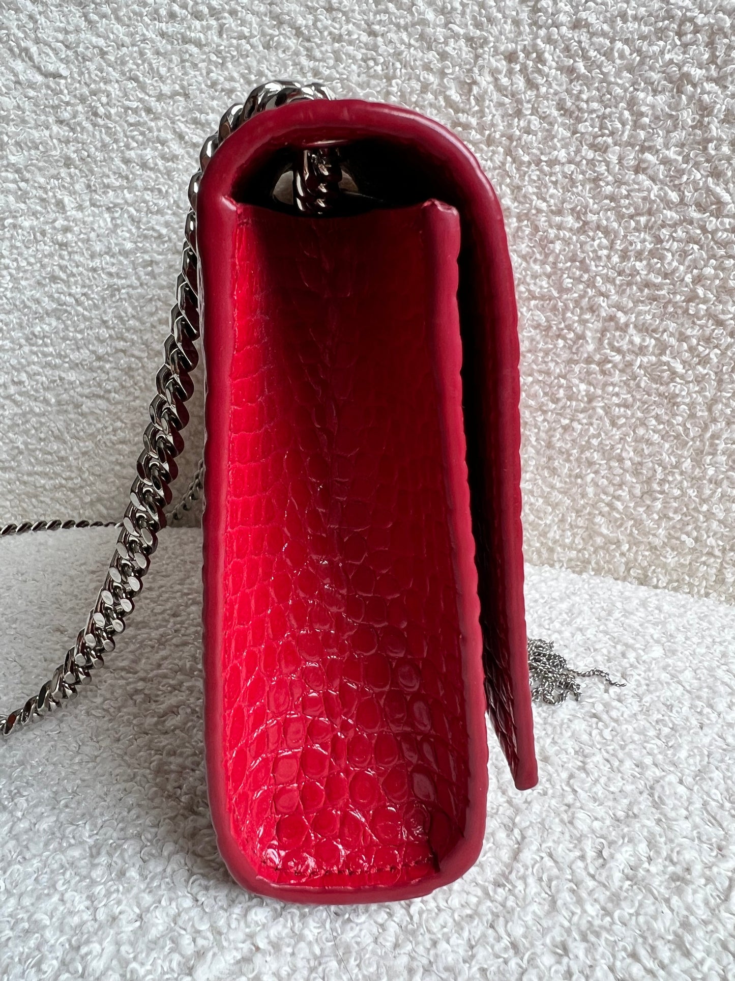 Yves Saint Laurent (YSL) Red Croc Small Kate with Silver Hardware (RRP £1,675)
