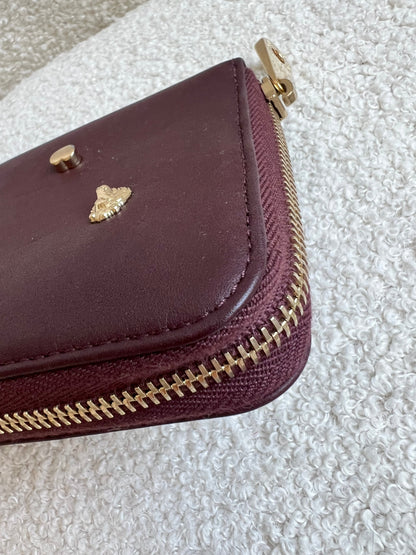 Mulberry Cara 'Lion & Heart Rivets' Zip Around Continental Purse in Oxblood Silky Calf