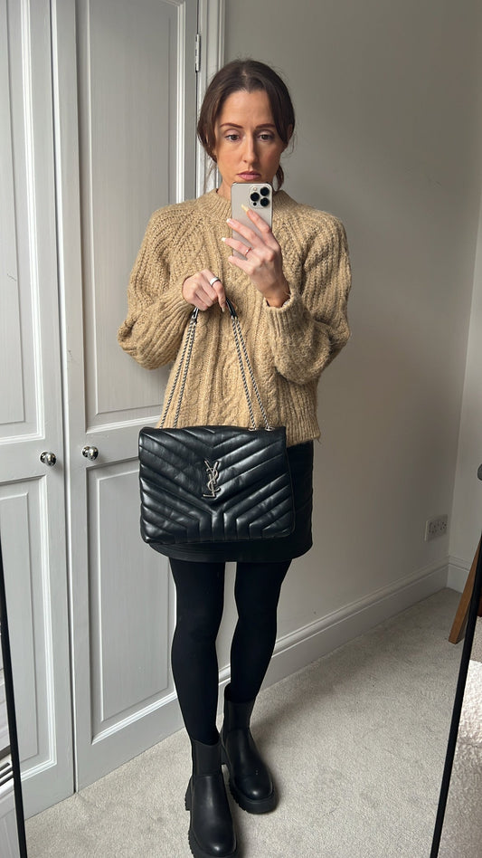 Yves Saint Laurent (YSL) Medium Black Lou Lou Silver Hardware