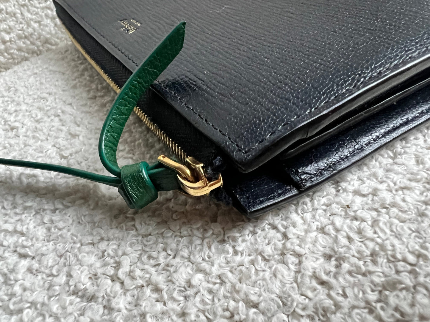 Mulberry Medium Part Around Zip Wallet in Navy and Emerald Printed Goat