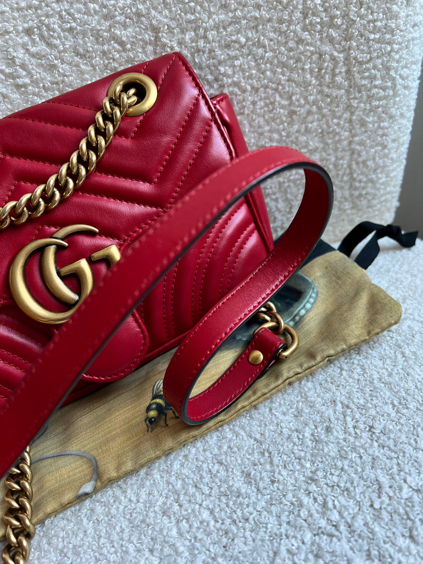 Gucci GG Hibiscus Red Marmont Mini Shoulder Bag (RRP £1,890)