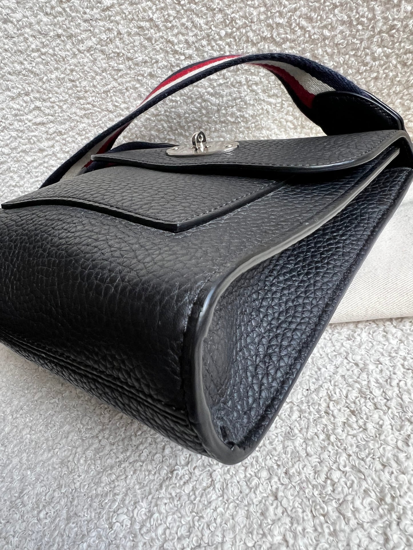 Mulberry Small Black Antony with striped strap