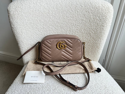 Gucci GG Marmont Porcelain Rose Small Shoulder Bag (RRP £1440)