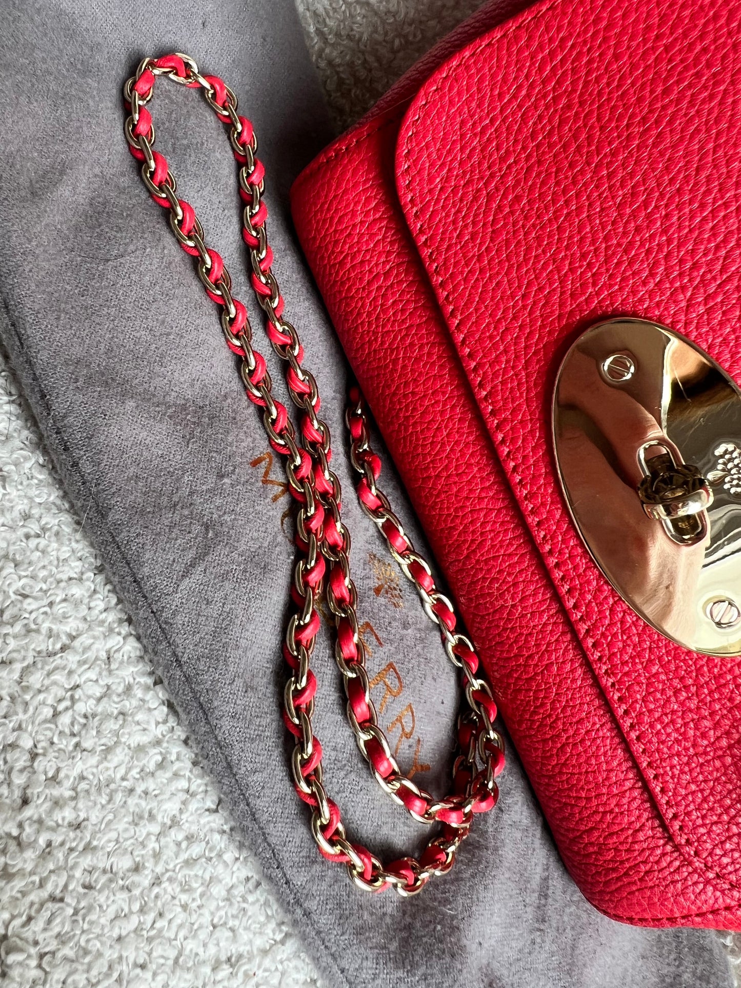 Mulberry Hibiscus Red Regular Lily with Gold Hardware (RRP £995)