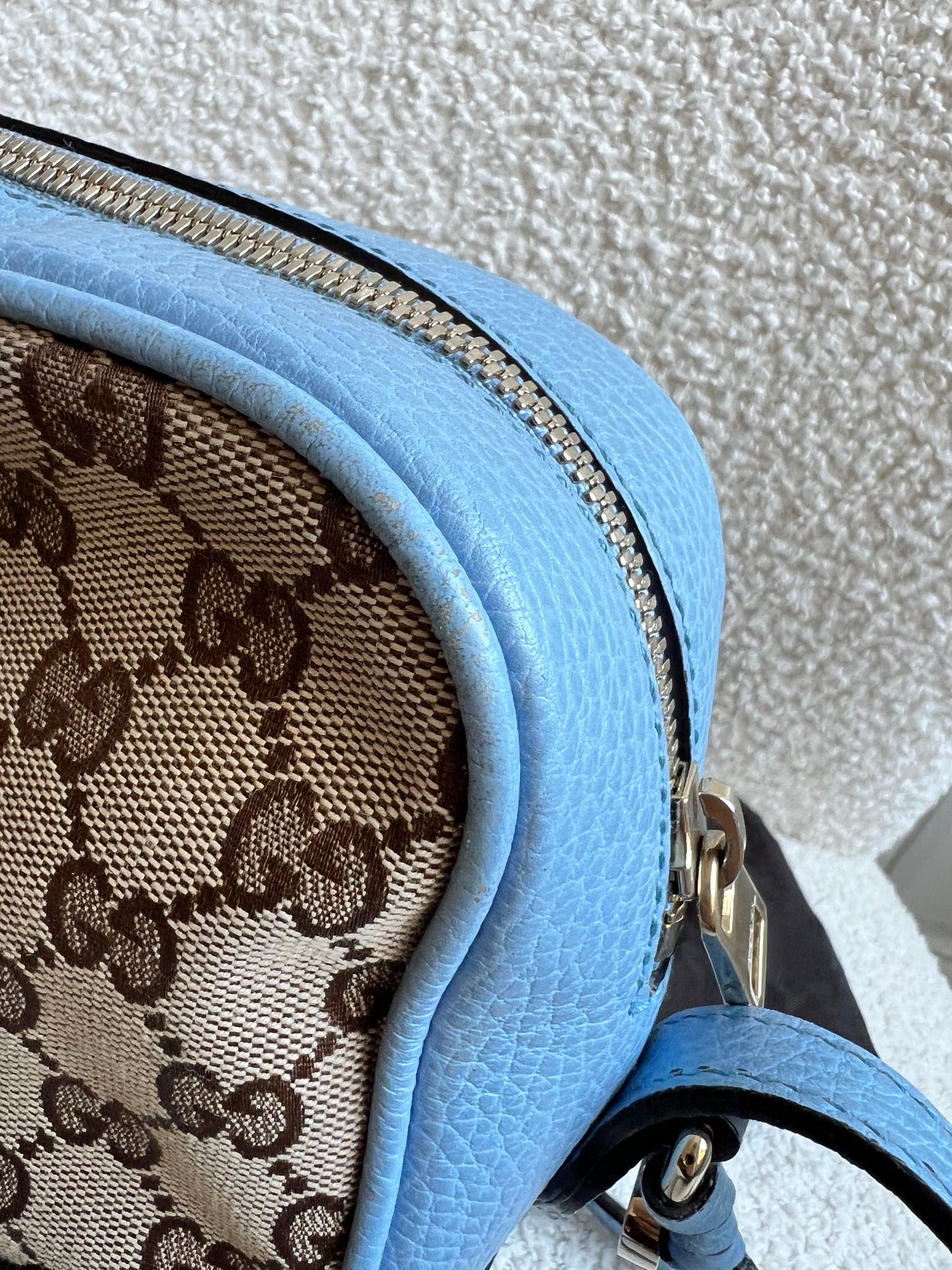 Gucci Bree GG Canvas Light Blue Small Messenger Bag