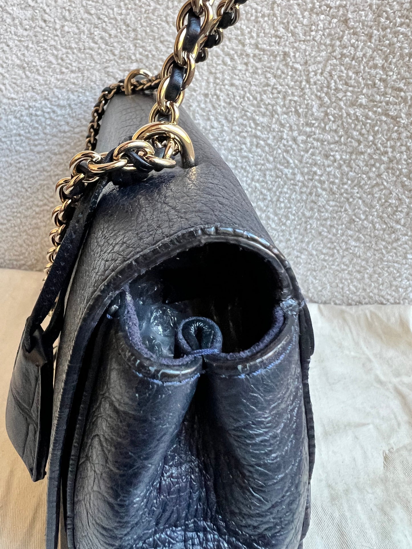 Mulberry Midnight Croc Medium Lily with Gold Hardware