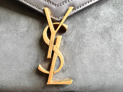 Saint Laurent YSL Cassandra Top Handle with Strap in Storm Grey Calfskin & Suede (RRP £2740)