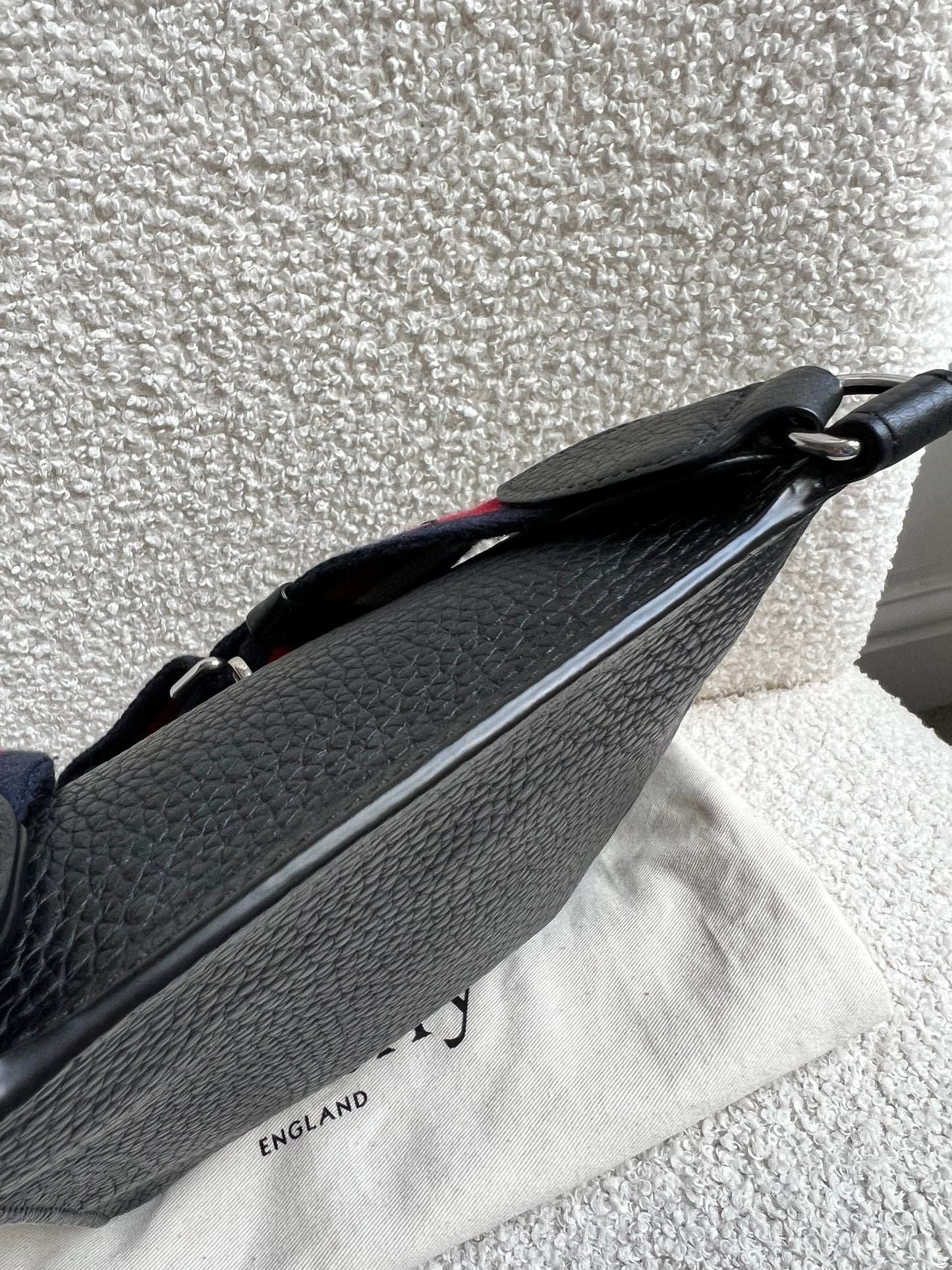 Mulberry Small Black Antony with striped strap