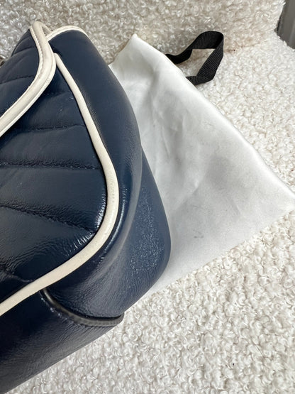 Gucci GG Navy and White Torchon Marmont Small Shoulder Bag