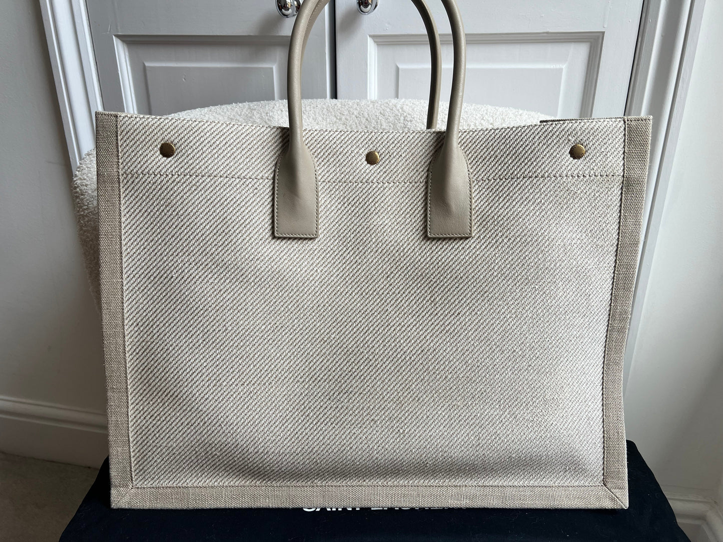 Yves Saint Laurent Large Rive Gauche in Canvas and Printed Leather (RRP £1440)