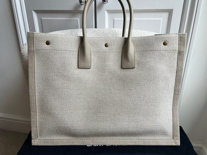 Yves Saint Laurent Large Rive Gauche in Canvas and Printed Leather (RRP £1440)