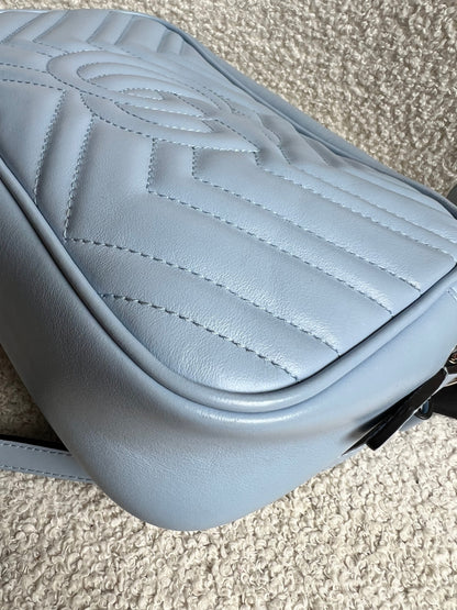 Gucci GG Pale Blue Marmont Small Shoulder Bag (RRP £1440)