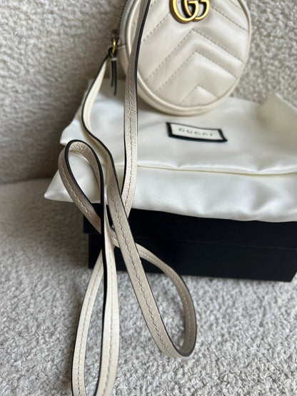 Gucci White GG Marmont Coin Pouch on Strap (RRP £395)