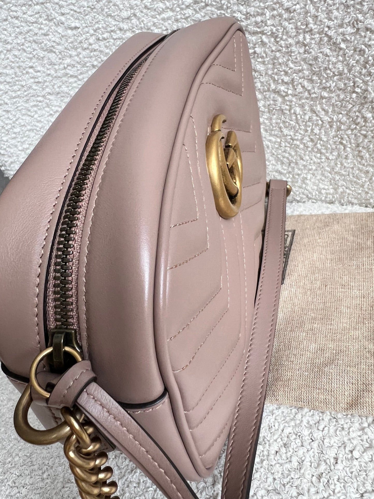 Gucci GG Marmont Porcelain Rose Small Shoulder Bag (RRP £1440)