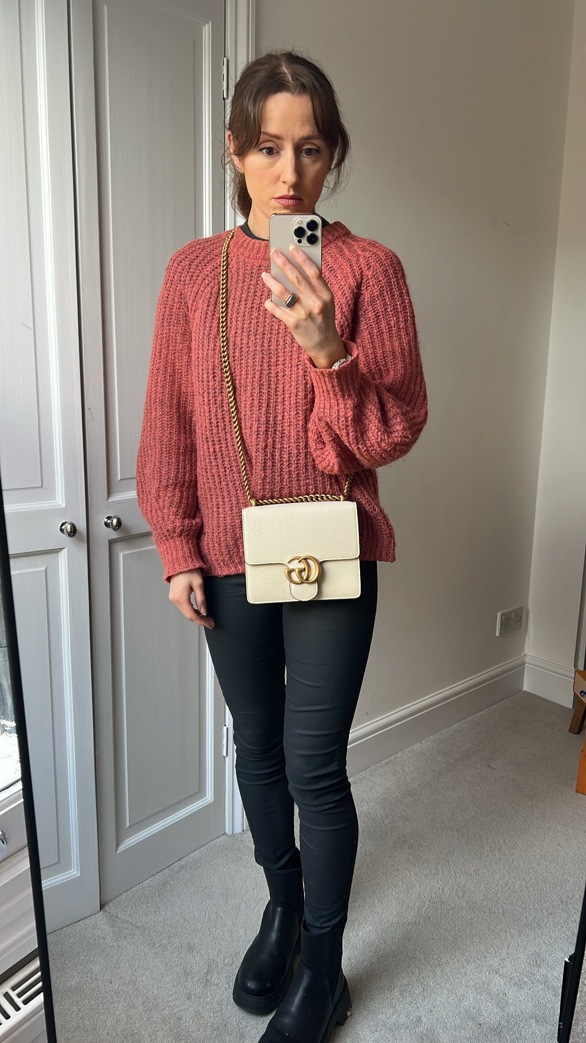 Gucci Cream GG Marmont Chain Mini Bag
