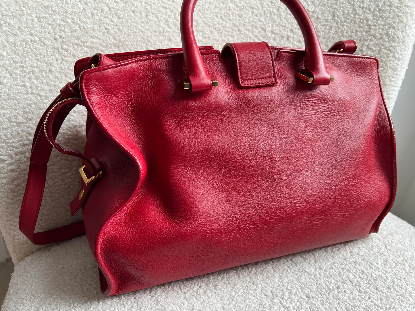 Yves Saint Laurent (YSL) Red Small Cabas Chyc Bag (RRP £1,350)