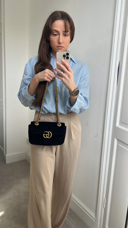 Gucci GG Black Velvet Marmont Mini Shoulder Bag (RRP £1395)