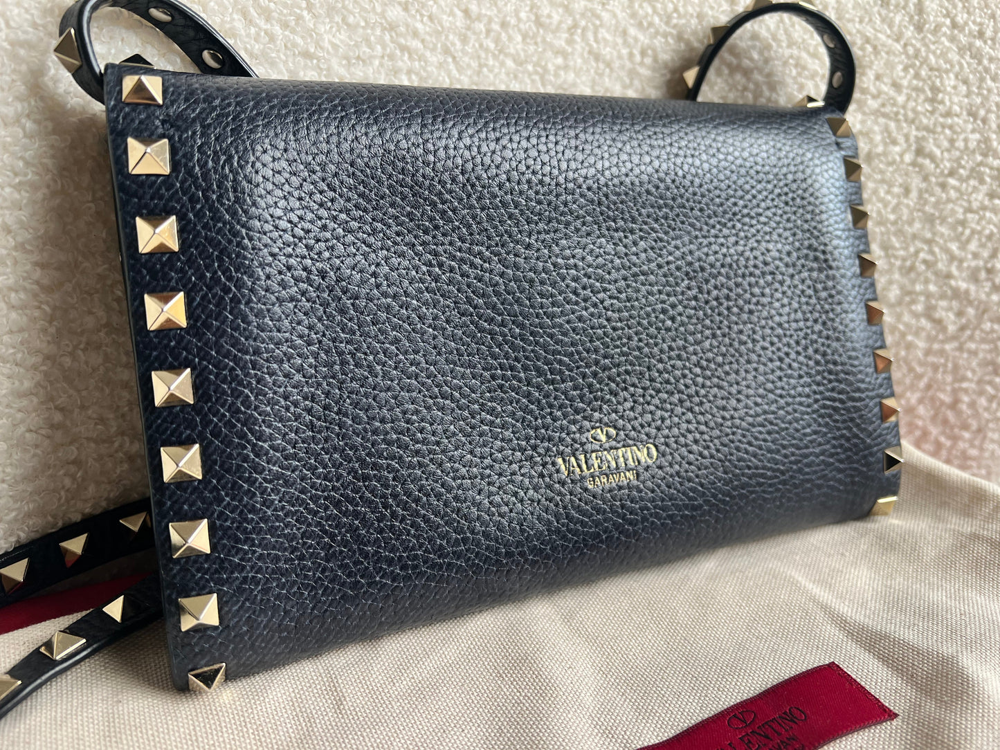 Valentino Garavani Navy Blue Rockstud Crossbody