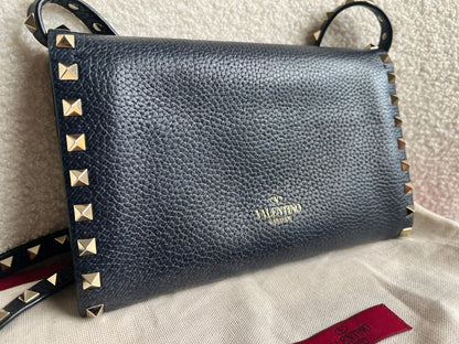 Valentino Garavani Navy Blue Rockstud Crossbody