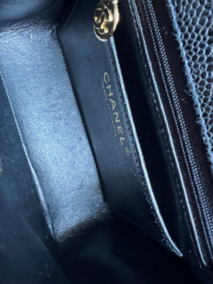 Chanel Square Mini Classic Flap in Black Caviar with gold hardware