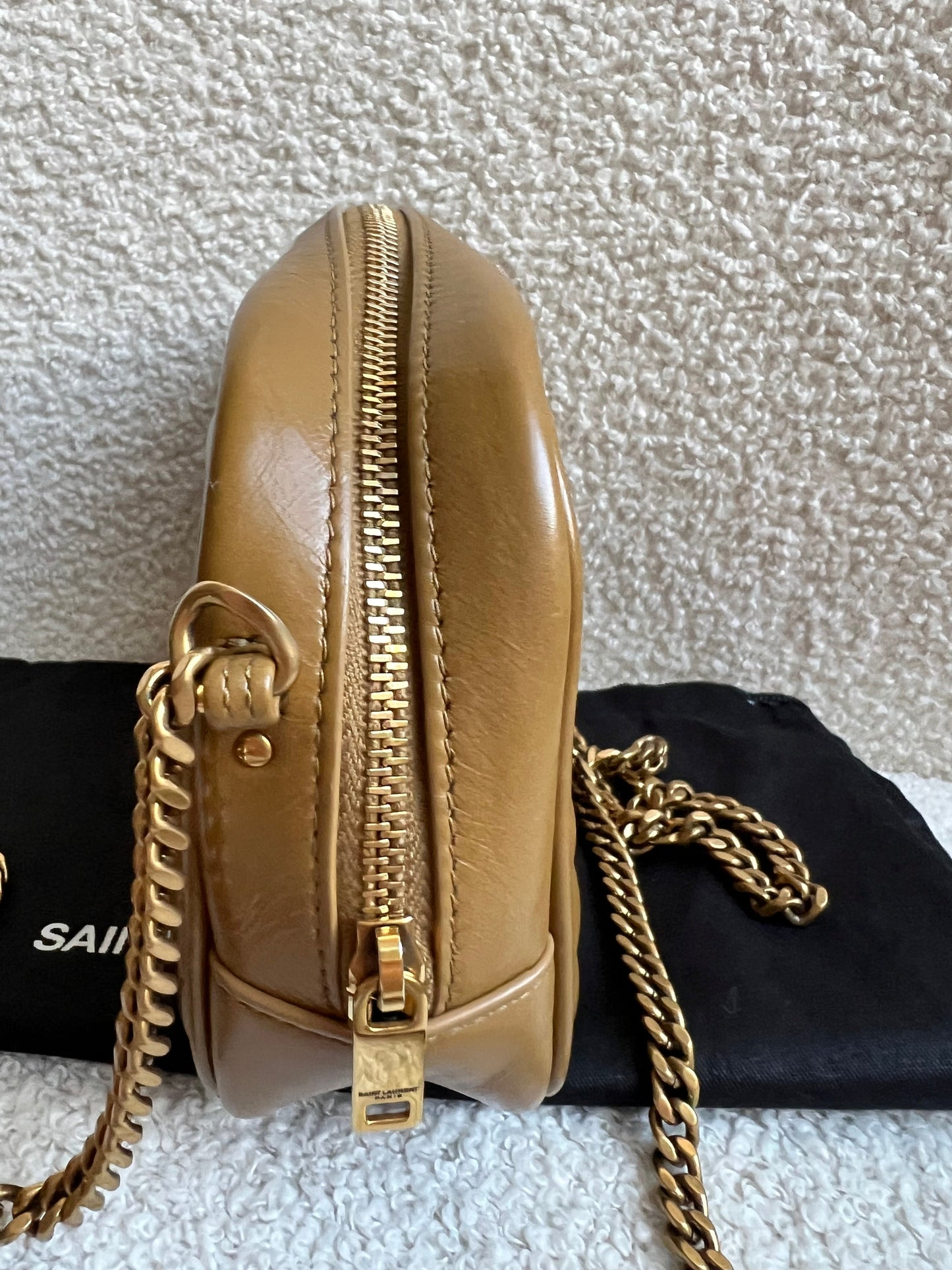 Yves Saint Laurent (YSL) Toffee Beige Mini Lou Camera Bag (RRP £1285)