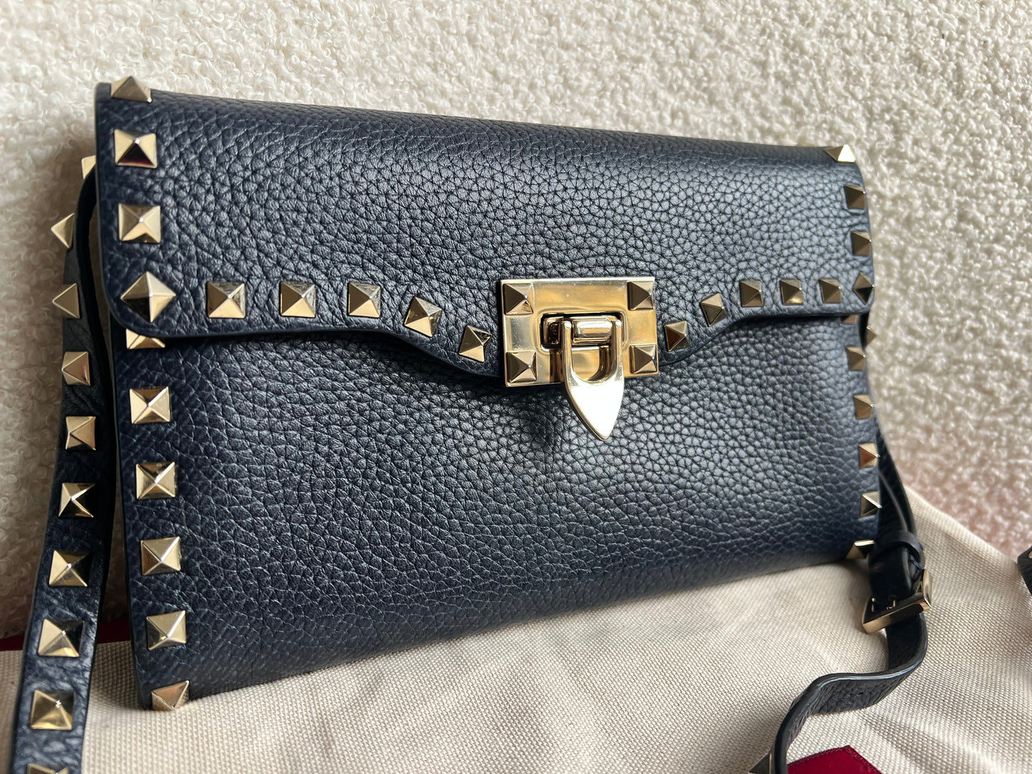 Valentino Garavani Navy Blue Rockstud Crossbody