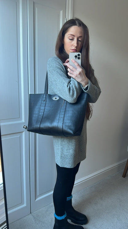 Mulberry Black Matte Croc Bayswater Tote (RRP £845)