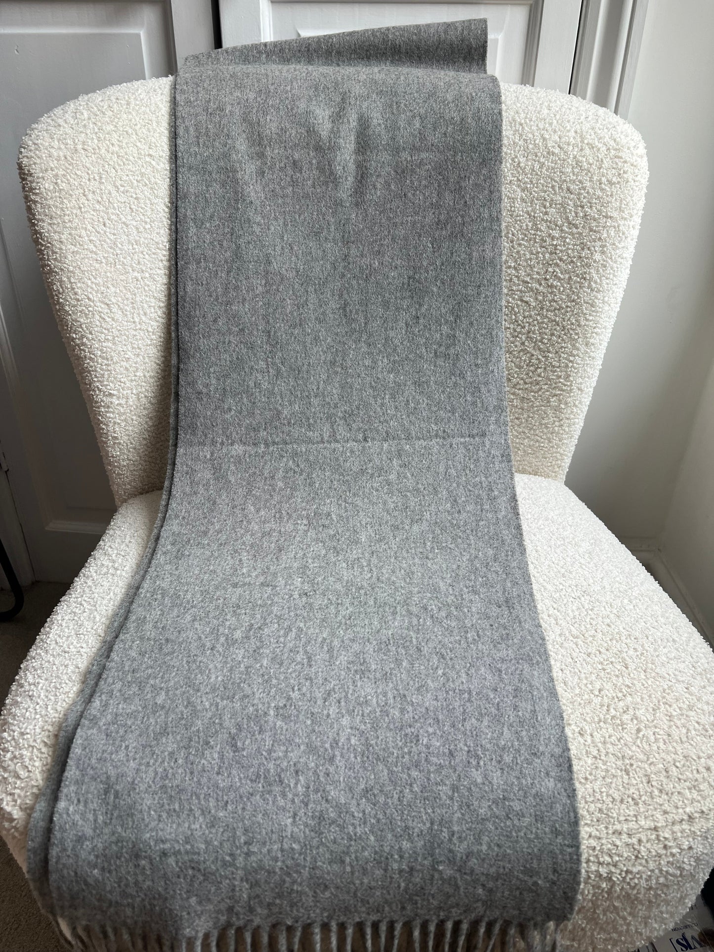 Mulberry Solid Grey Merino Wool Scarf (RRP £135)